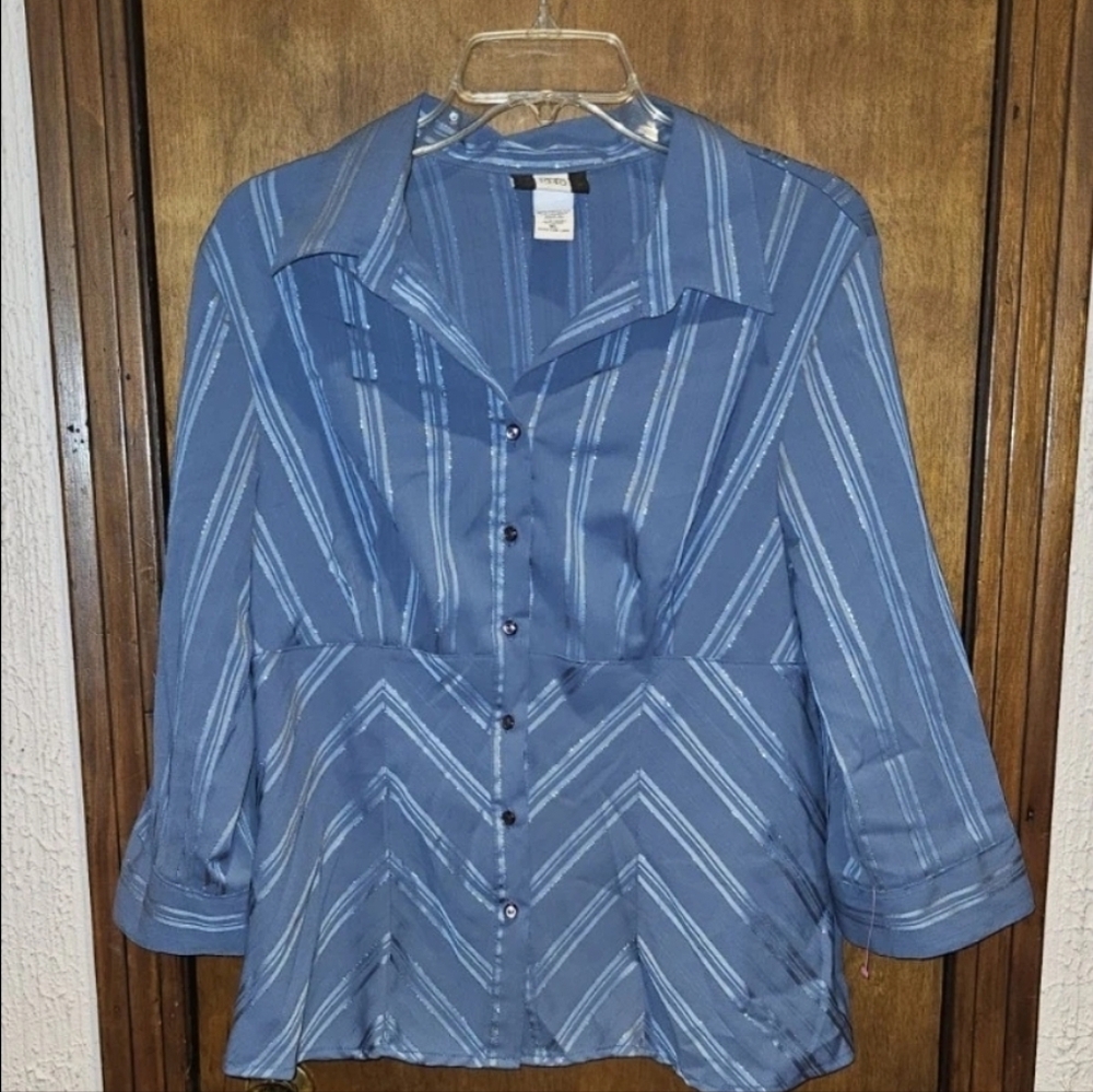 Studio 1940 Button Down Blue Blouse Size XL